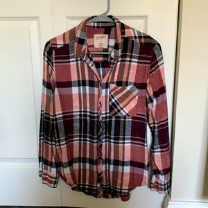 Pink Plaid Boyfriend Button Down